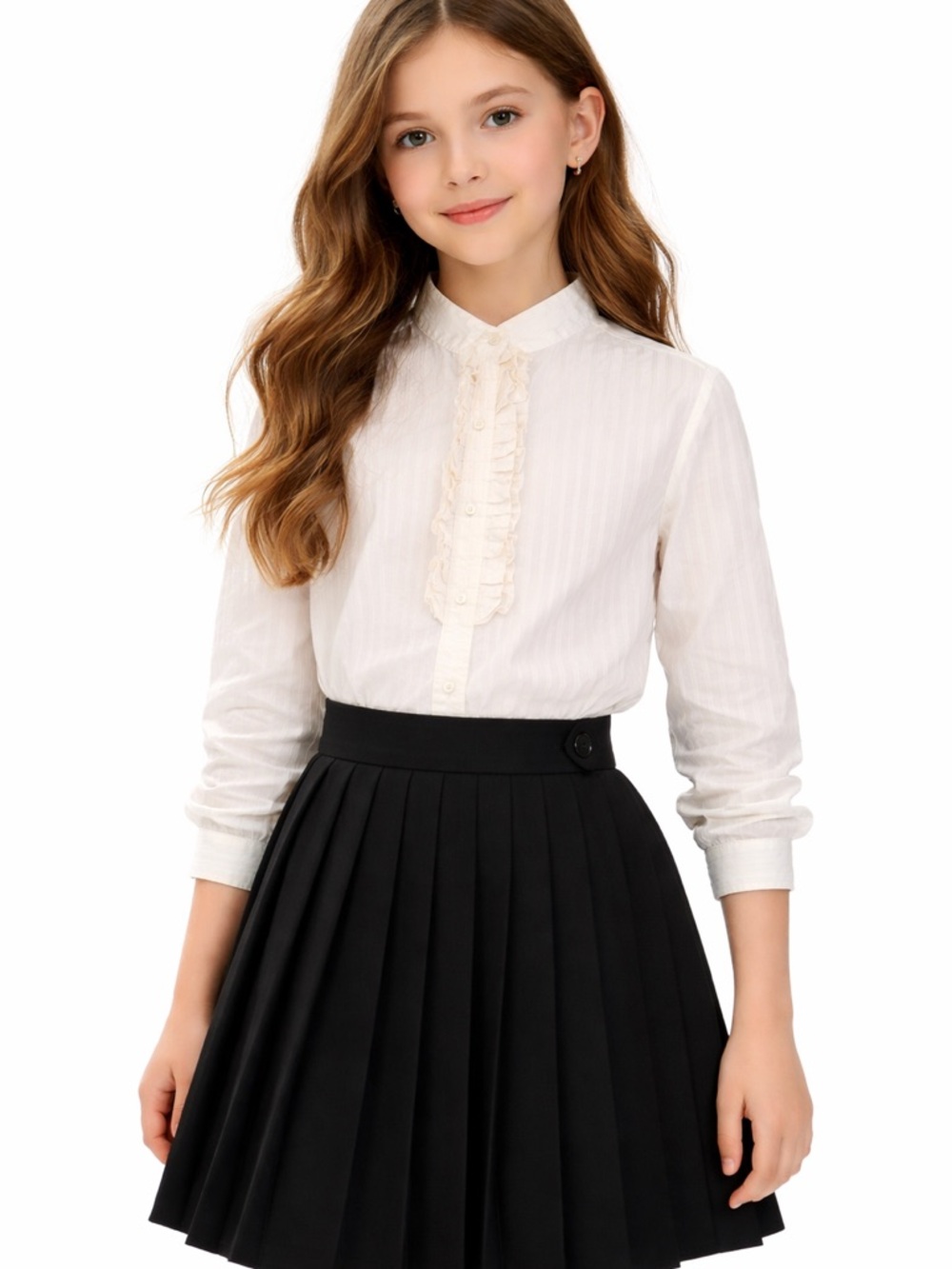 Little Marc Jacobs Girls Button Down Shirt Ivory Victorian ruffle placket Sz 12